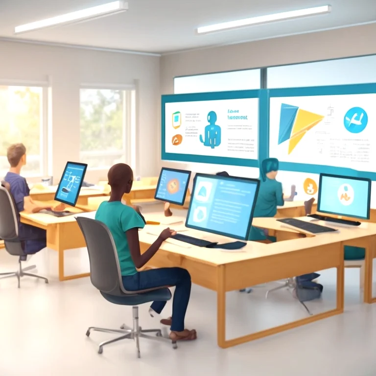 متدربون يتعلمون الأمن السيبراني والتقنيات الرقمية